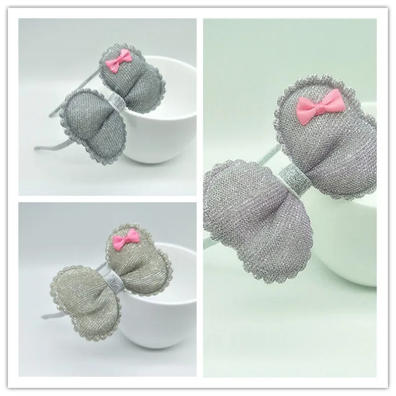 

New pink and beige flowers of the Bowknot Hairbands girls headwear children headbands elastic band hair children hair accessorie