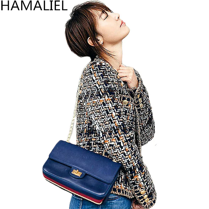 HAMALIEL Autumn Winter Women Tweed Jacket Coat 2018 Runway Single...