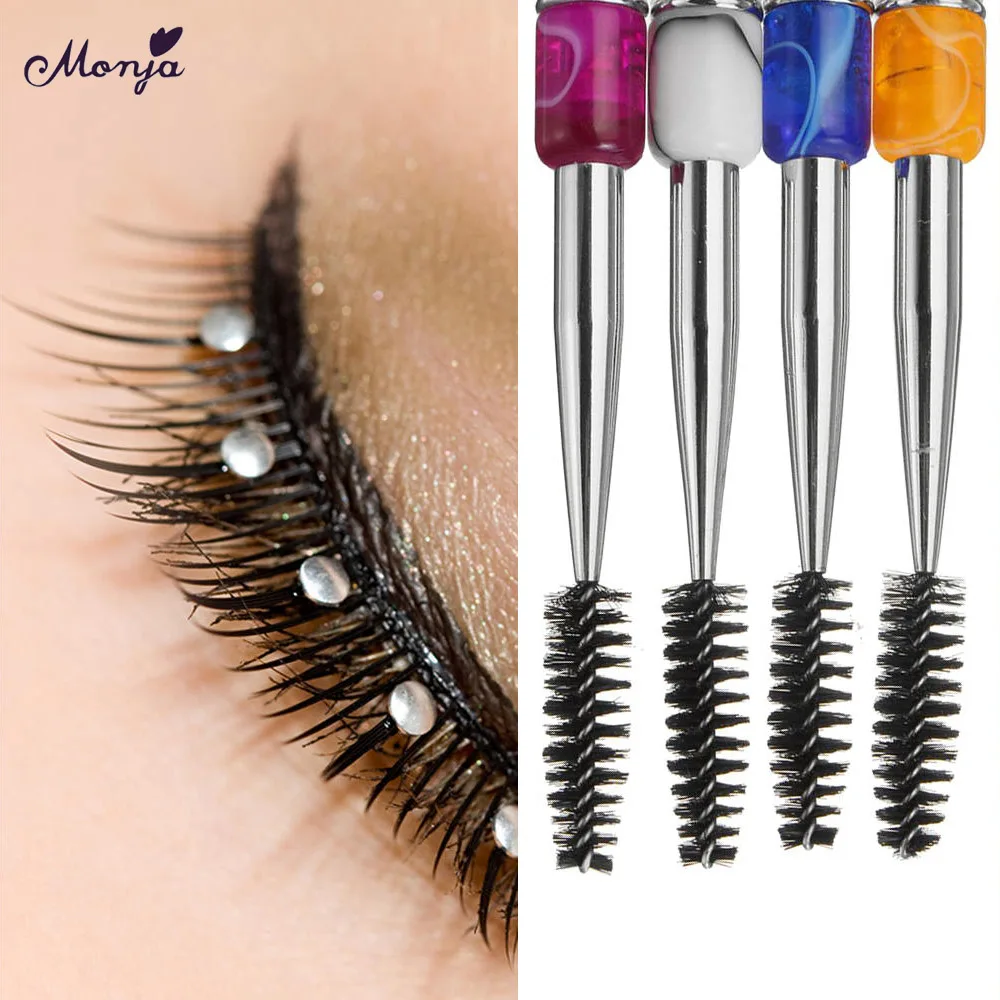 1*Rhinestone Acrylic Handle Eyelash Brushes Combs Spiral Mascara Wands