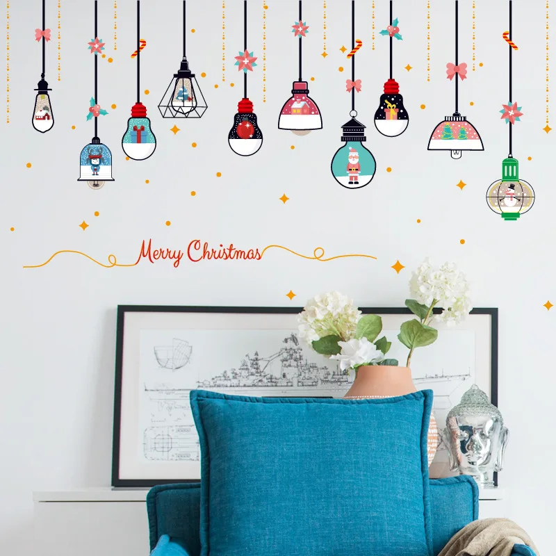 

Christmas Chandelier Wall Stickers Shop Window Glass Door Wall DIY Home Decor New Year Christmas Decoration Stickers
