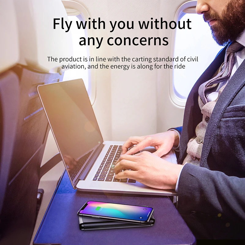 Baseus Wireless Power Bank 10000mah For iPhone XR Xs Max Portable External Battery Pack LCD Display QC3.0 Fast Charger Powerbank