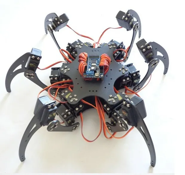 

18 DOF Aluminium Metal Hexapod Robot Spider Six Foot/Feet Robotic Frame/Chassis Kit For Arduino Remote Controller DIY Model