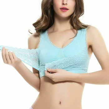 

Lingerie Lace Solid Color Cross Side Buckle Without Rims Gathered Sports Underwear Sleep Bra New