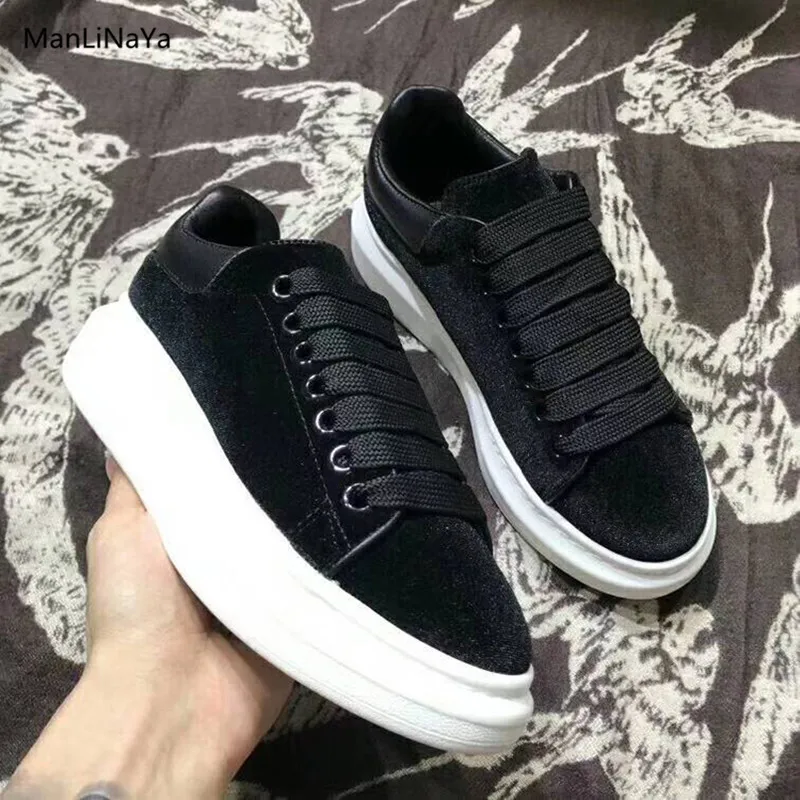 black velvet platform sneakers