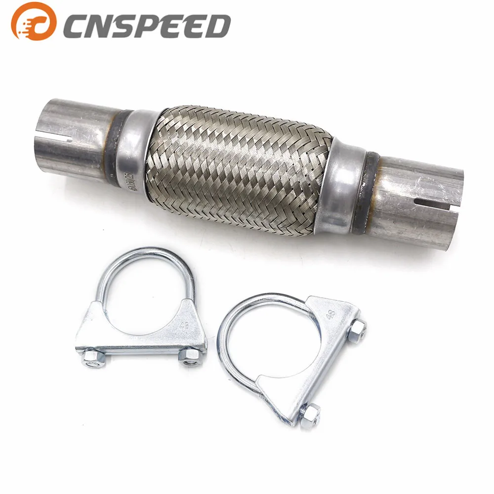 

CNSPEED 1.75" x 6'' x 10" Car Exhaust Flex Pipe Bellows 201 Stainless Steel Double Braid Connector Ripple Sliver YC101190