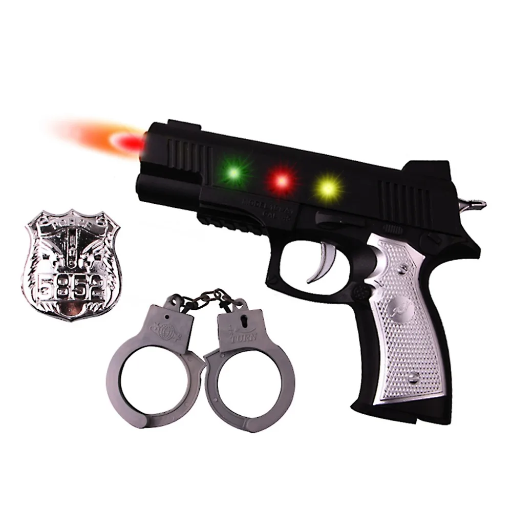 Cool Police Pistol + Badge + Handcuffs + Lights + Music Interesting