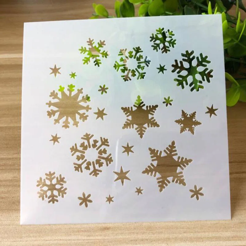 

Snowflake Stencils Handmade DIY Stencils Bullet Journal Painting Template Doodle Hollow Painting Ruler Hand Book Graffiti Ruler