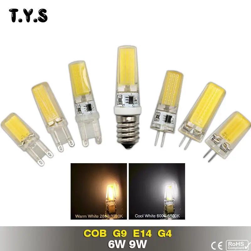 Лампада E14 G4 G9 светодиодный 220V 12V энергосберегающие лампы 3 Вт 6 9 COB свет Освещение