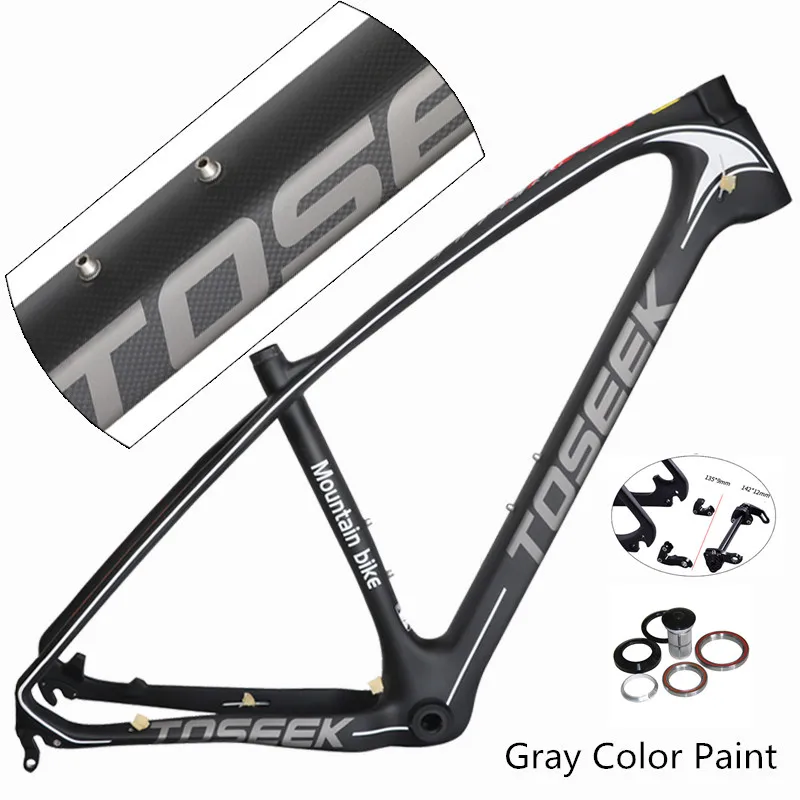 Toseek велосипедная карбоновая рама для велосипеда mtb рама 29er 27,5 ER 15 17 19 BSA коническая рама для горного велосипеда гарнитура 2 года гарантии - Цвет: 27.5er BSA 19 inch