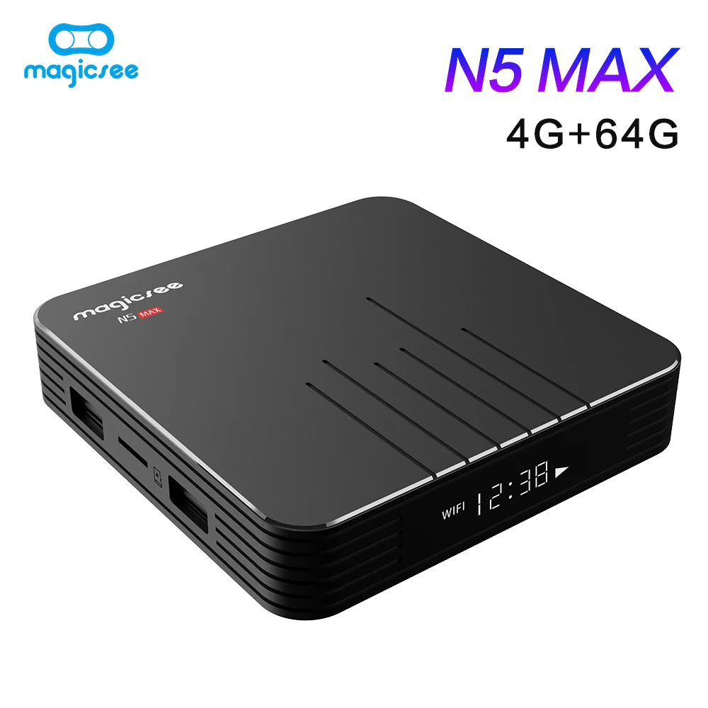 Magicsee N5 Max Amlogic S905X3 Android 9,0 ТВ-приставка 4G 32G/64G Rom 2,4+ 5G Dual Wifi Bluetooth 4,1 смарт-приставка 8K телеприставка - Цвет: 4G 64G