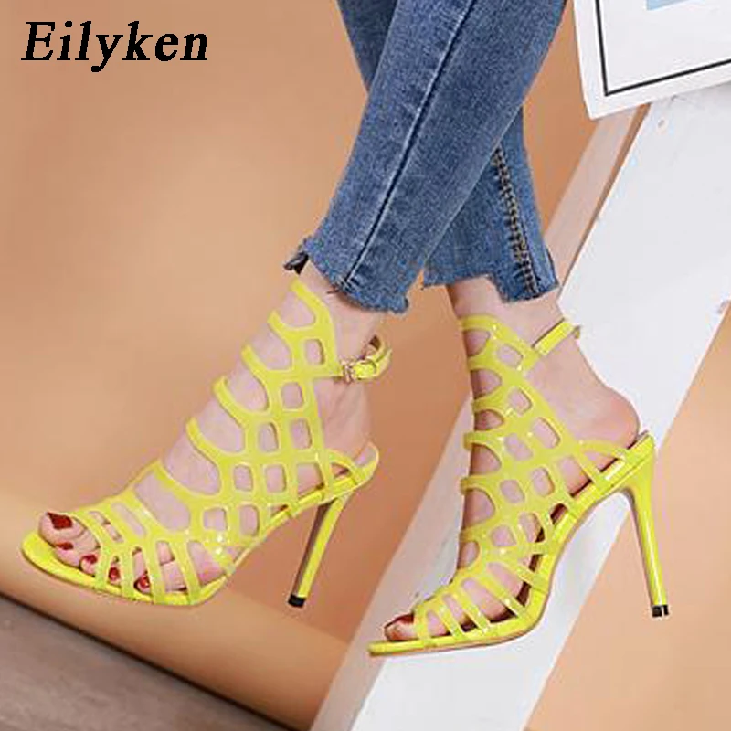 

Eilyken Fashion Women Roman High Heels Sandals Sexy Open-toed Buckle Strap Summer Jelly Ladies Sandals Shoes Size 35-40