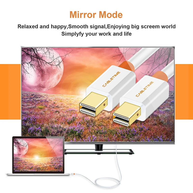CABLETIME 2019 New High quality Mini DP to Mini DP Displayport Cable dp adaptor for Macbook/Mac Lenovo Dell 4K display C051