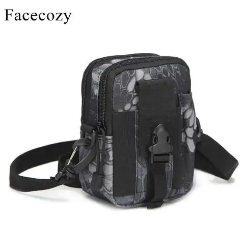 Facecozy, Мужская камуфляжная сумка для альпинизма, тактические карманы, водонепроницаемый пояс, поясные сумки, нейлоновая сумка для телефона, кошелек, спортивные походные сумки - Цвет: Black Python Bag