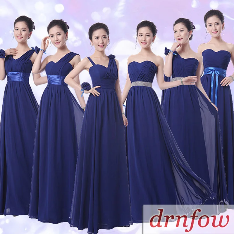 Drnwof New Chiffon Long Royal Blue Bridesmaid Dresses 2017 Drnwof New Chiffon Long Royal Blue Bridesmaid Dresses 2017 Plus Size Fashion Summer Style One Shoulder Elegant Women Dress In From
