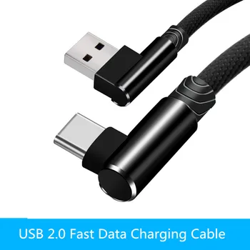 

USB Type C Cable 90 Degree elbow Nylon Braided 1M/2M/3M Fast Charging Micro Data Cable for Samsung Huawei Xiaomi USB C
