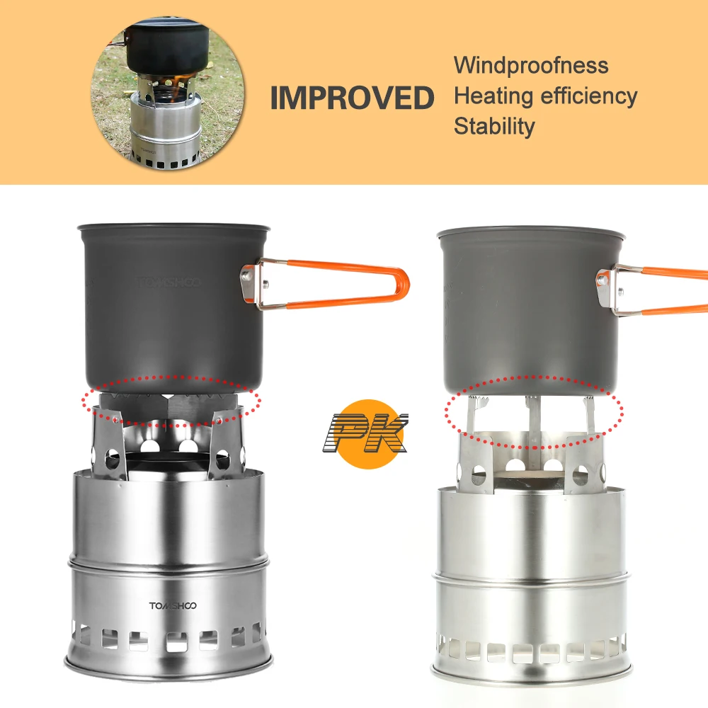 TOMSHOO Портативная Складная ветрозащитная дровяная плита, компактная спиртовая плита из нержавеющей стали, походная плита для приготовления пищи, пикника, барбекю