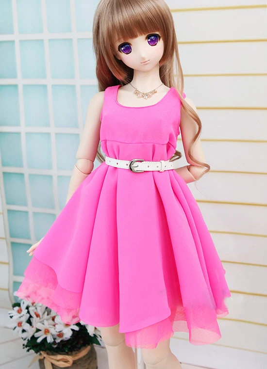 Buy BJD doll dress Peach pink Tall waist Chiffon yarn