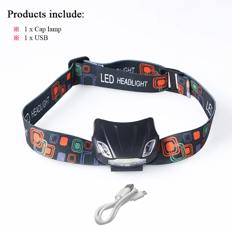 Portable led headlamp Mini IR Sensor Headlight reading light Induction