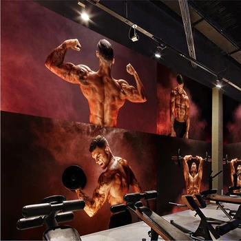 

beibehang Large custom mural wallpaper of any size creative personality muscular handsome guy gym yoga Cafe American style wall