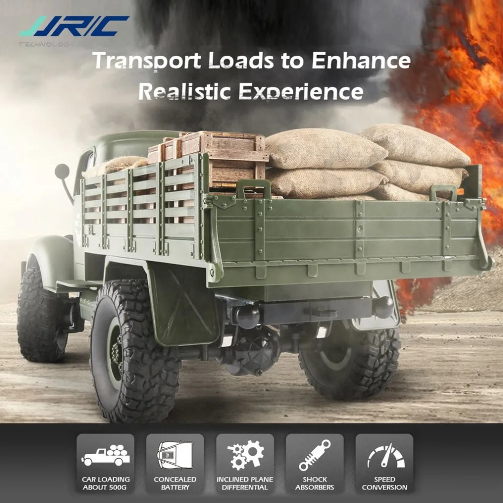 

JJR/C Q61 1/16 4WD 2.4G RC Off-Road Military Truck Transporter RC Car Remote Control Vehicle for Children Gift Kids Toy