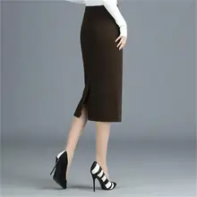 Женская шерстяная юбка, Женская Осенняя новинка, большой размер, длинная, с разрезом, высокая талия, один шаг, юбка для бедер, зимняя, дикая