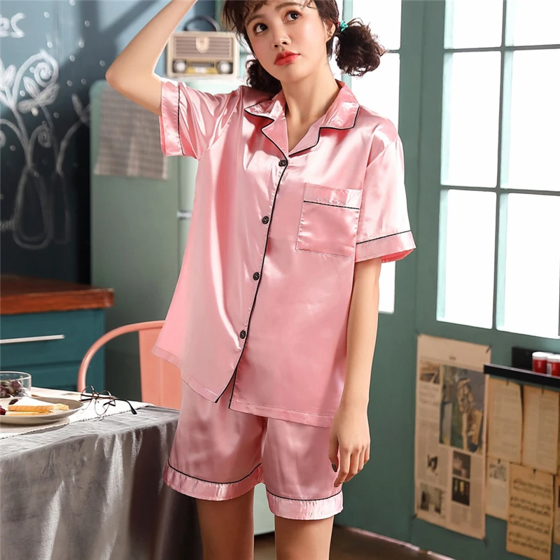 Womail Женский комплект сексуальной пижамы модная свободная Шелковая ...