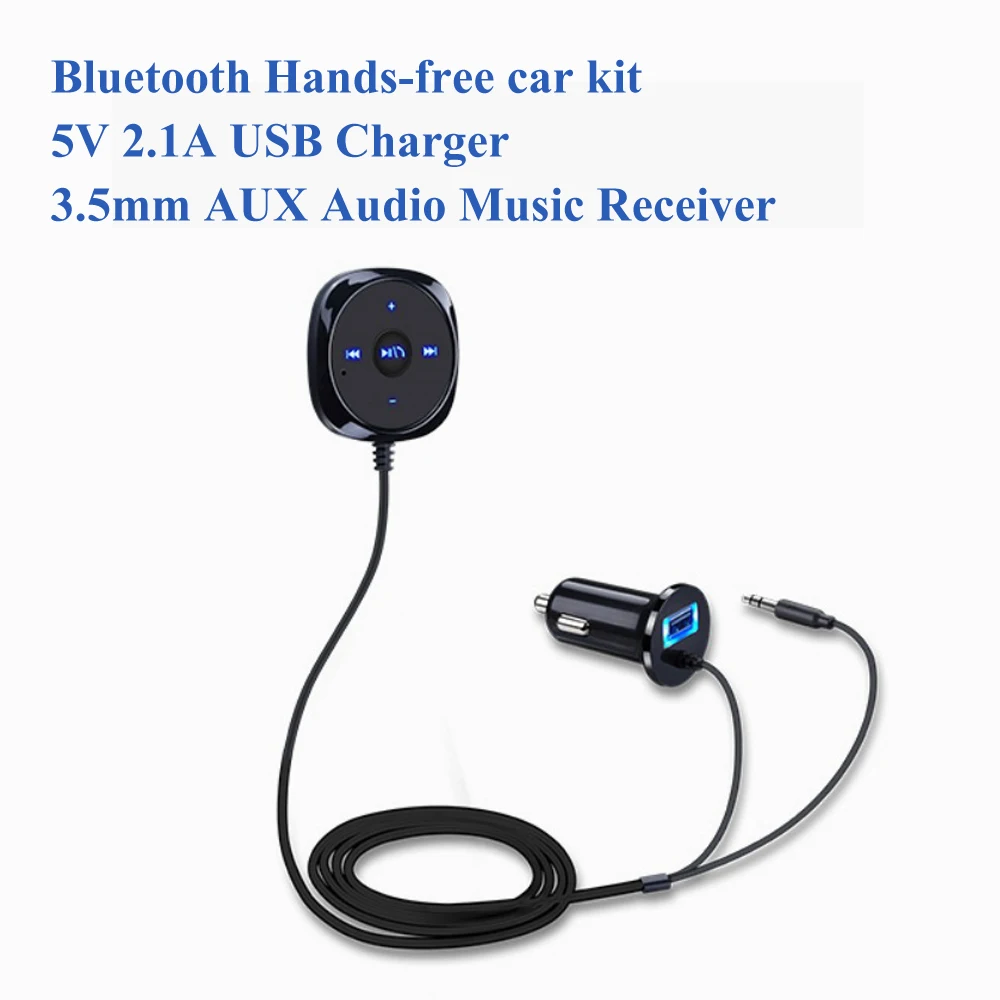 Музыкальный приемник kebidu, Bluetooth, автомобильный комплект, MP3 плеер, 3,5 мм, AUX аудио, A2DP адаптер, Магнитная база с 5 В, 2.1A, USB зарядное устройство