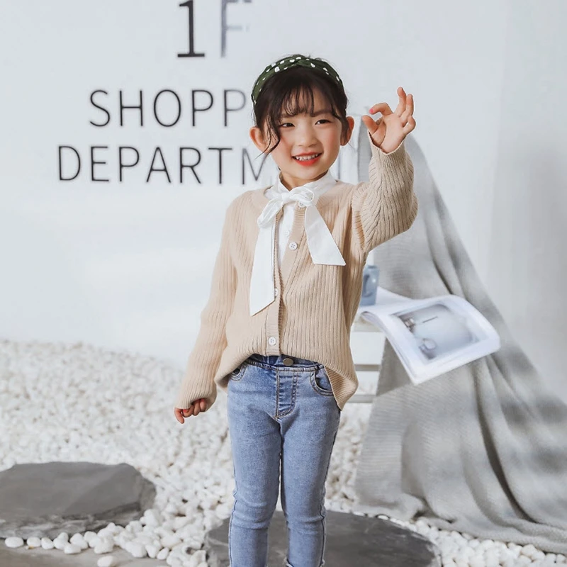 

Kids Knitted Sweater Baby Girl Cardigan Sweater 2019 New Casual O-neck Spring Autumn Children Clothing Outwear For 12M-8Y GW109