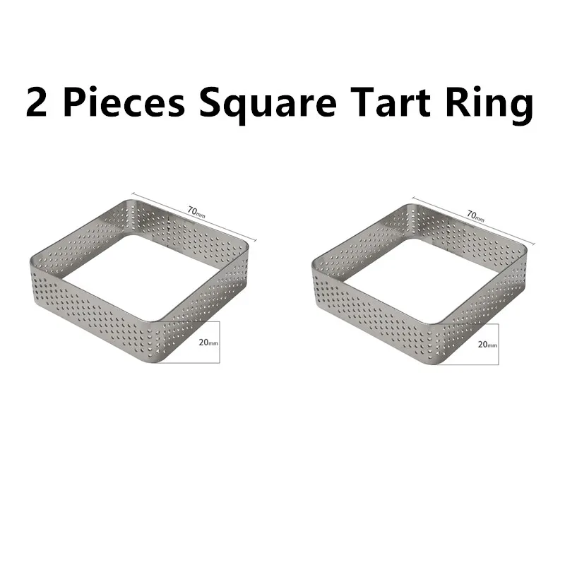 SHENHONG Round Tart Cake Mold For Baking Dessert Ring Art Mousse Silicone 3D Mould Silikonowe Moule Tartlet Pan Pastry Tools - Цвет: 2 Pieces Square Ring