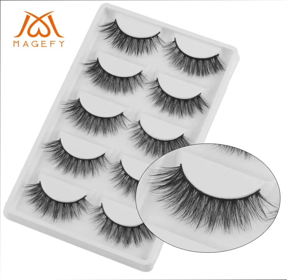 

MAGEFY 5 Pairs Gift Box 3d Mink 100% Real Mink Eyelashes Natural Long Makeup False Eyelashes Lashes Eyelash Extension Lashes