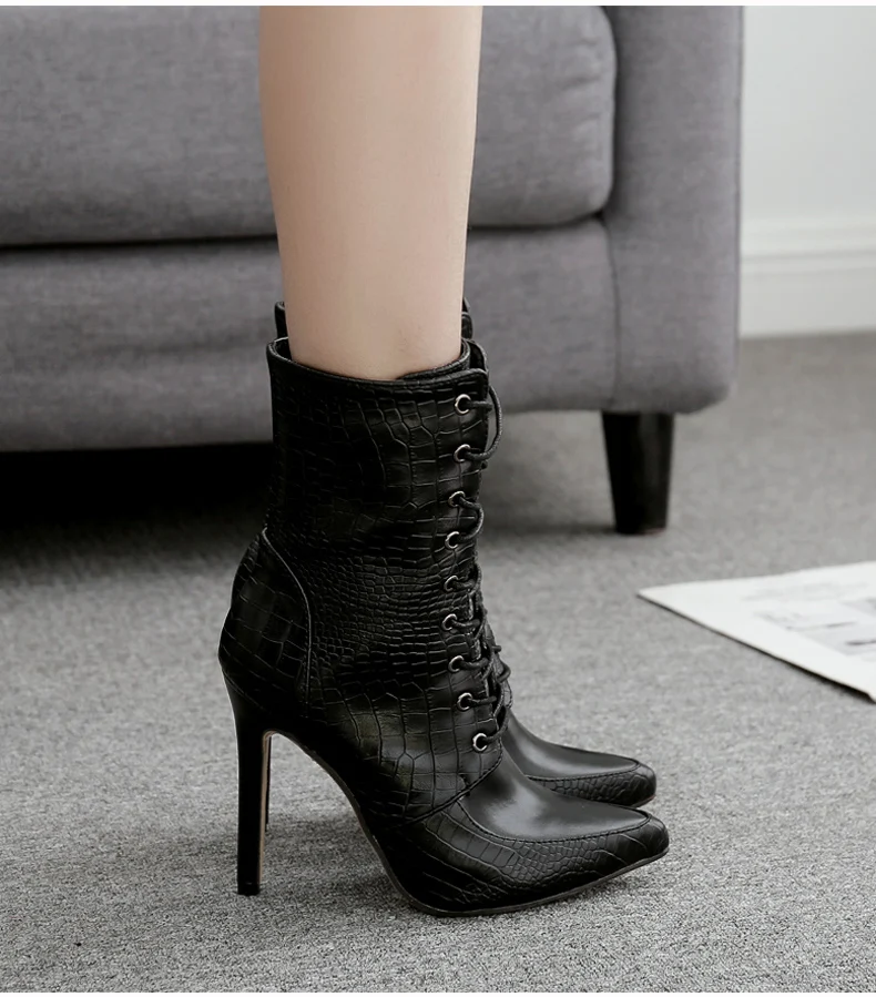 Womens Fashion Boot High Heels Sexy Lady Boot Party Mid-calf Snow Boots Women Motorcycle Winter Boots Women Waterproof Plus Size 10 (3)