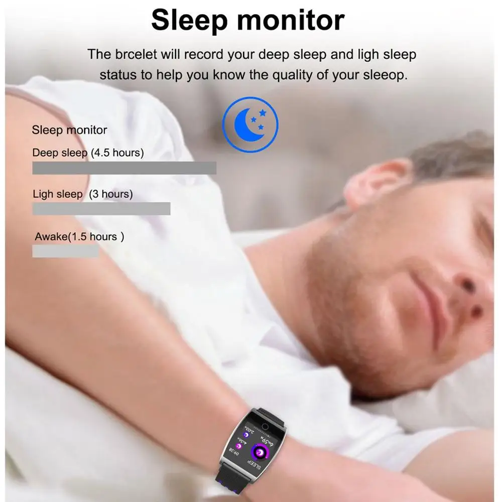 1.3 Inch Bluetooth Smart Watch Wristband Heart Rate Blood Pressure Oxygen Monitor Bracelet Message Call Reminder Sleep Monitor