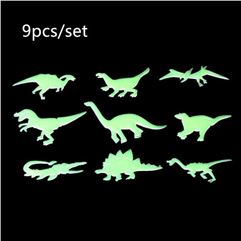 9 шт./компл. динозавр светящиеся наклейки светится в темноте динозавры игрушки наклейка на потолок дети ребенок Спящая спальня украшения Дети DIY