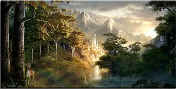 

5d Diy Pintura Diamante Praça cheia Rodada Castelo Nas Montanhas De O Senhor Dos Anéis de Diamante Bordado Ponto Cruz Decor