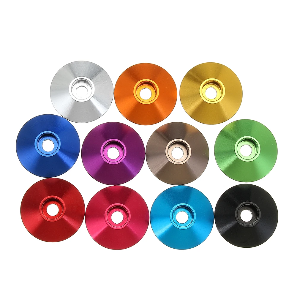 

SULEVE M3AN10 10Pcs M3 Big Cup Head Screw Washer Spacer Bolt Gasket Aluminum Alloy Multicolor Silver Orange Purple Red Blue