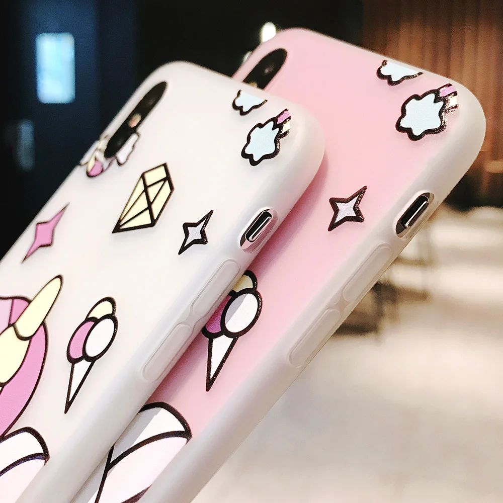 KIPX1104_5_JONSNOW Phone Case For iPhone XS Max XR XS 6 6S 7 8 Plus Funny Cute Emboss Unicorn Pattern Soft Silicone Cover Cases Capa Fundas