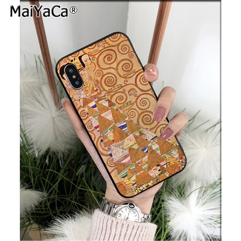 MaiYaCa Gustav Klimt Art Силиконовый ТПУ мягкий черный чехол для телефона для iPhone 8 7 6 6S Plus 5 5S SE XR X XS MAX Coque Shell - Цвет: A10