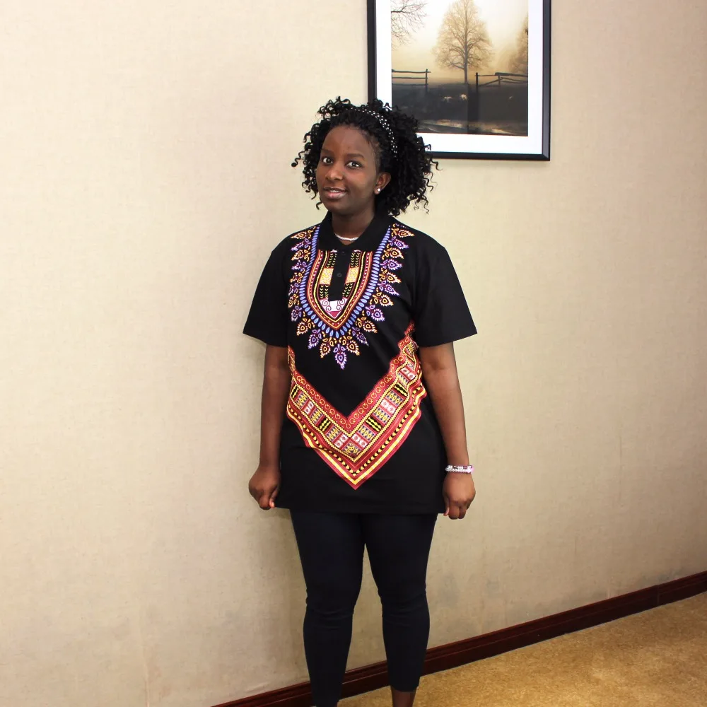 Дашикиэйдж Африканский Племенной рубашки Дашики печати мужские черные лаконичные хиппи Топ Блузка Одежда