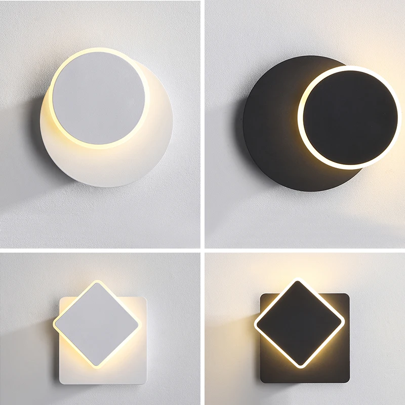 

Simple modern living room bedroom bedside study aisle corridor led creative personality round square wall lamp