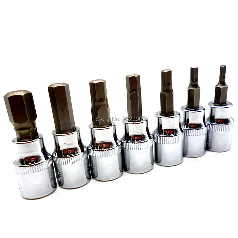 

7pc 3/8" Drive Hex Allen Key Bit Socket Hex Bit H3 H4 H5 H6 H7 H8 H10 Sockets Screwdriver Bits Chrome Vanadium Screw Driver Bits