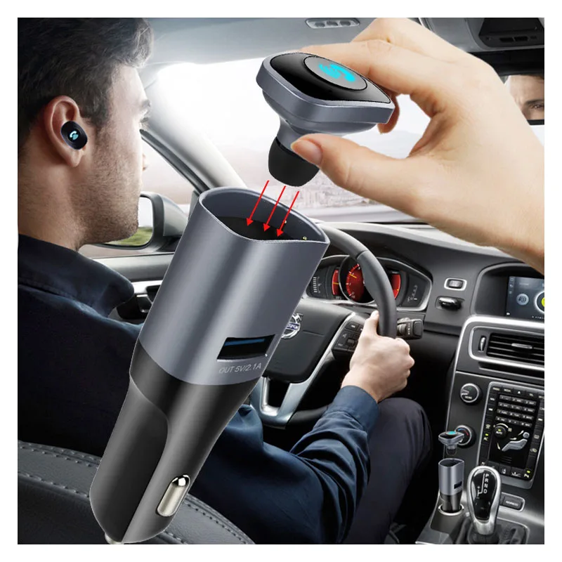 2 in 1 Wireless Multifunction Bluetooth FM Transmitter Car Charger