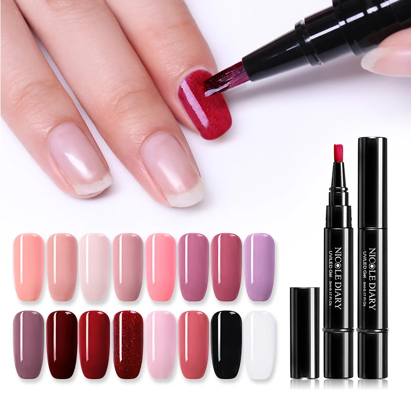 

NICOLE DIARY 3 In 1 One Step Nail Gel Polish 24 Colors Nail Pen Not Need Base Top Coat LED Uv Lamp Gel Lacquer Nail Art