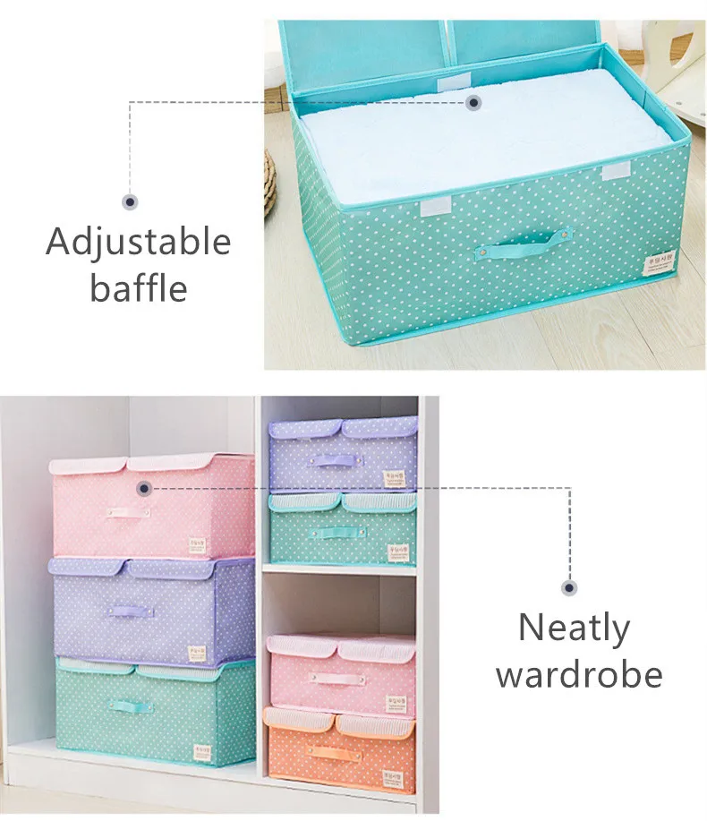 Waterproof Oxford Cloth Storage Box Foldable Double Lid Underwear Bra Socks Container Organizer Sundries Clothes Storage Box