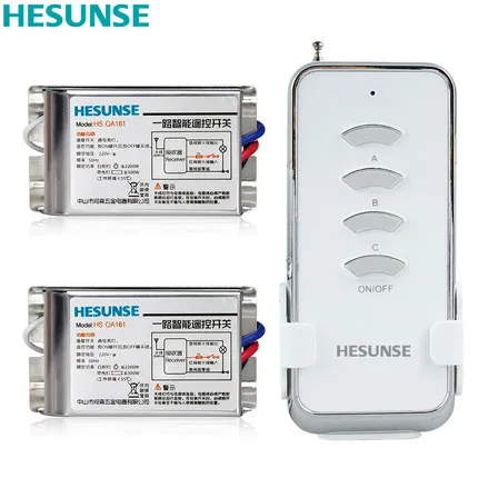 

Free Shipping HS-QA161 1004W 1N2 2 Channels 433mhz Wireless Remote Control ON/OFF Switch with 2 Metal Receivers