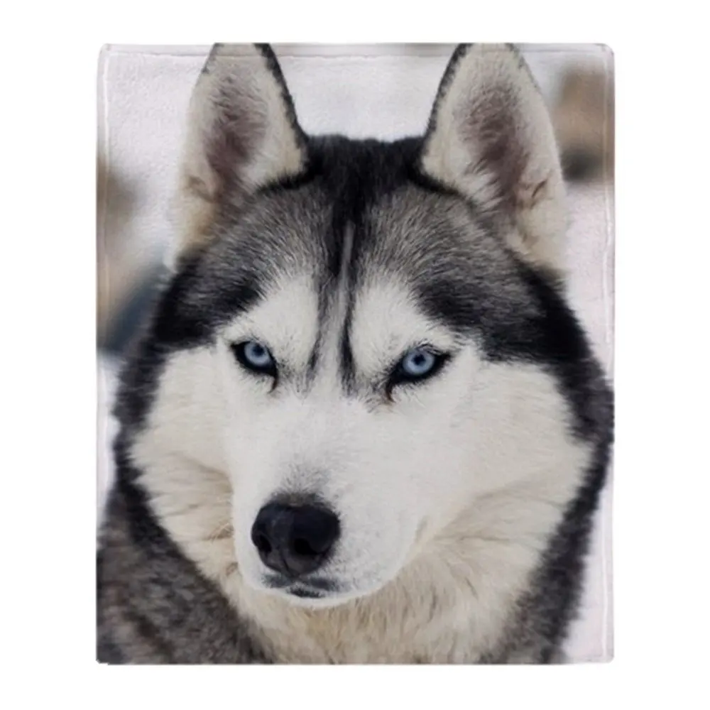 Husky Portrait Soft Fleece Throw Blanket Solid 350G Thicker Blankets on