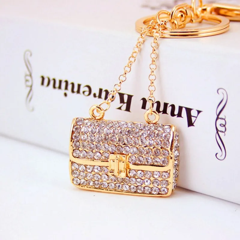 

Creative Full Rhinestone Handbag Keychains Car Key Chains Brand Women Bag Charm Pendant Fashion Keyrings Key Rings