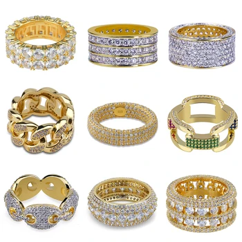 

Silver AAA Cubic Zircon Ring for Women Men Luxury Multitype Roud Geometric Rhinestone Hiphop Ring 2019 Fashion Jewelry Gift