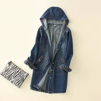

Fashion Casual Women Hooded Denim Coat Long Sleeve Oversized Jean Outerwear Spring Autumn camouflage Denim Coats 90805