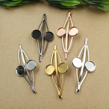 

Hairpin Hair Clips Hairpin Bases Setting Accessories 12mm Round Bezel Glass Cabochons DIY Stuffs Women's Bride Hair Clips Making