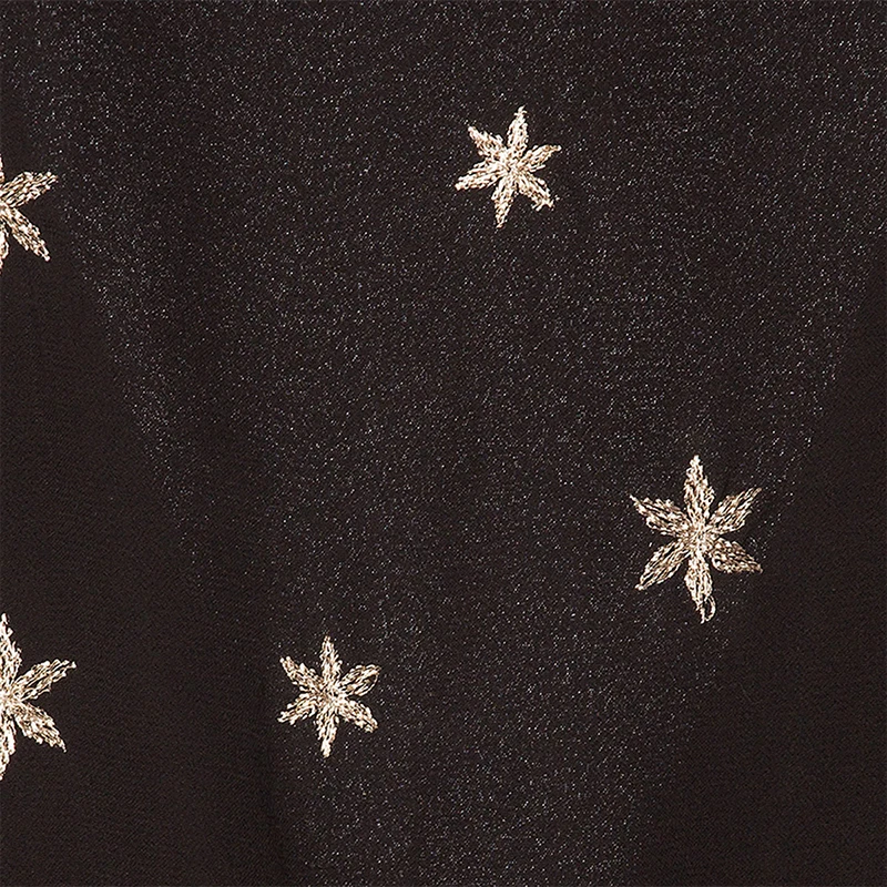 HYH HAOYIHUI Women Stars Embroidery See Through Chiffon Black Long HYH HAOYIHUI Women Stars Embroidery See Through Chiffon Black Long